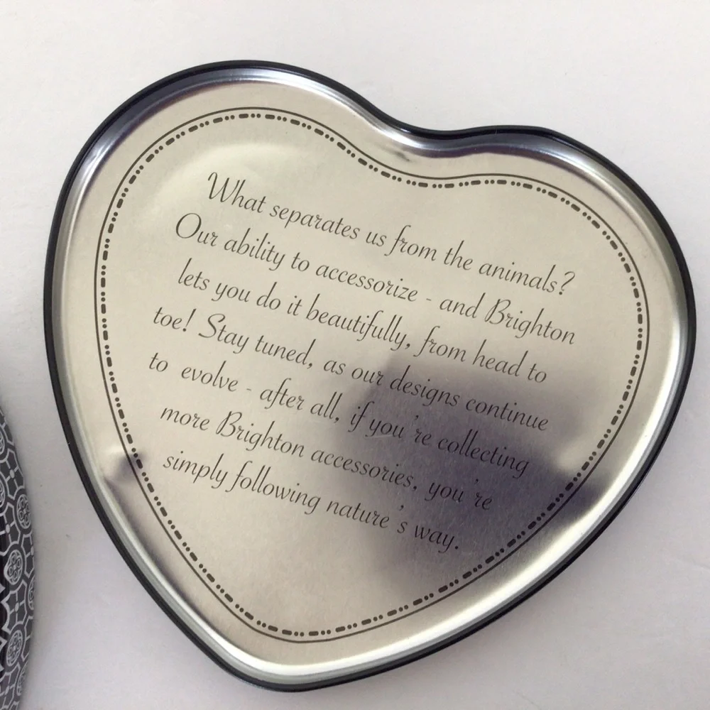BRIGHTON LARGE BLACK WHITE JEWELRY TIN LARGE SIZE